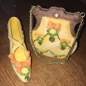 Collectible Nostalgia Miniature Shoe&Purse Yellow